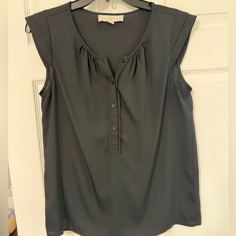 LOFT Cap Sleeve Blouse | black